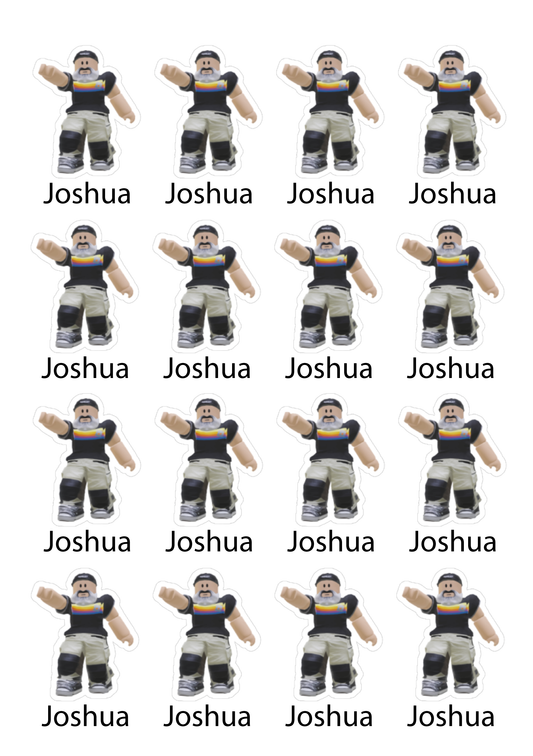 16 X Small Custom Roblox Avatar w/ Name Kiss Cut Label - Print Area 1.3" x 1.9"