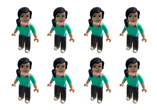 8 Smaller Custom Roblox Avatar Kiss Cut Sticker - Print Area 1.9" x 2.6"